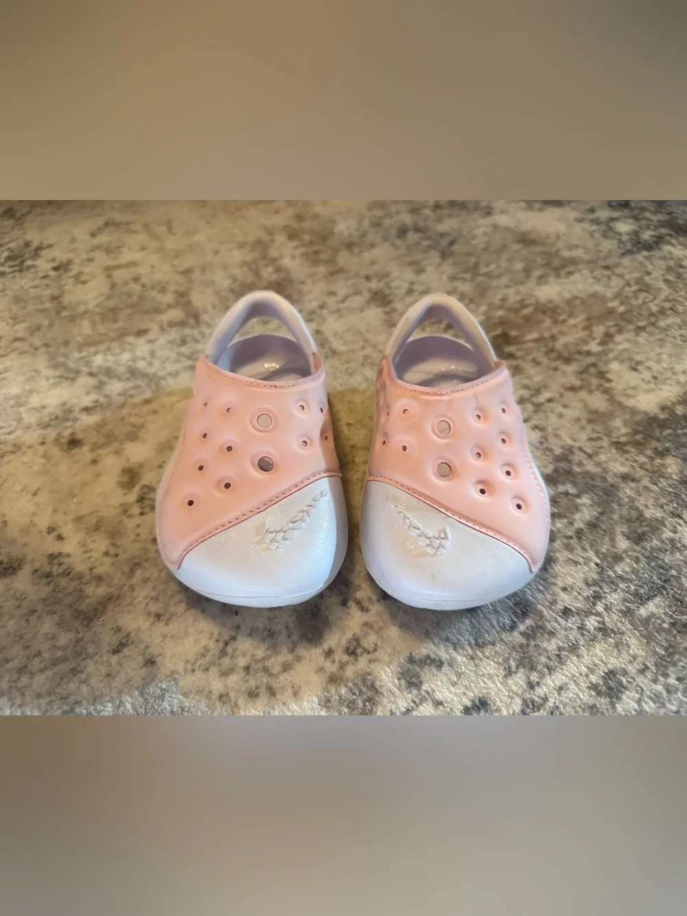 Nike Kids Light Pink and White Slip-On Sandals